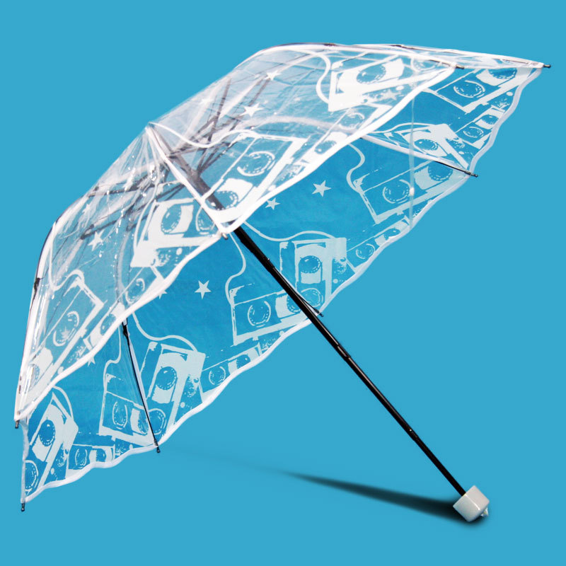 Umbrella Transparent Umbrella Automatic Apollo White with Printed Pattern Series Transparent Triple Folding Umbrella Sunny Umbrella Jiangnan Water Village Umbrella