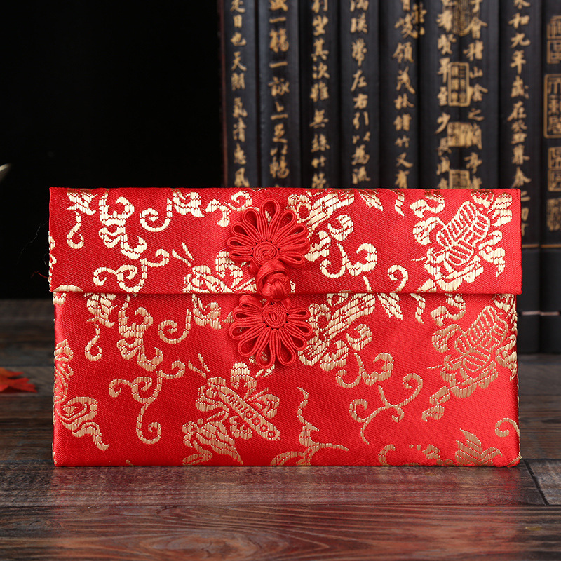 Wedding Supplies Wholesale Fabric Red Envelop Containing 10,000 Yuan Creative Spring Festival Foreign Currency New Year Gift Gift Envelope High-End Brocade Cloth Red Envelope