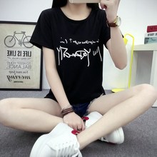 金曼琪夏季新款t恤女一件代发印花韩版大码打底衫字母短袖t恤女潮