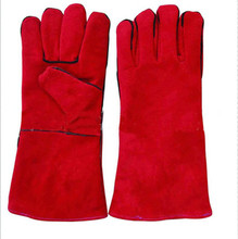 厂家直销电焊手套14 16寸红电焊牛皮手套焊工作专用焊兽劳保用品