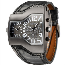 Men Oulm Big Designer Watch Leather Army Quartz Wristwatches