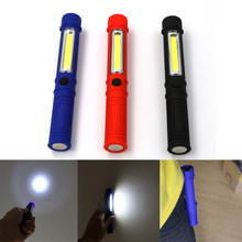 跨境COB笔形灯电池款工作灯户外带磁带笔夹灯LED手电筒
