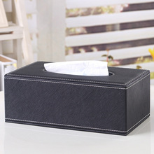 定购简约黑色皮革大号纸巾盒酒店客厅家居通用款抽纸盒广告纸巾盒