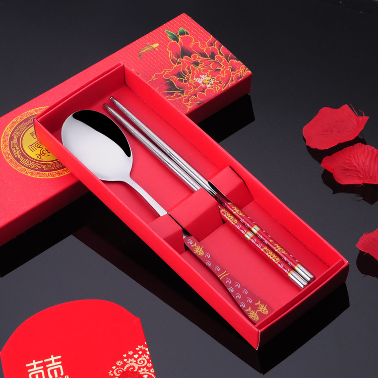 开业礼品创意实用不锈钢筷子勺子餐具套装活动赠送小礼品印制LOGO
