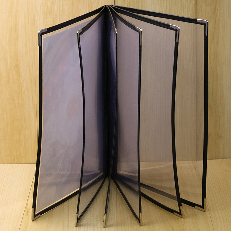 Spot Transparent PVC Loose-Leaf Recipe Book Restaurant Menu Holder Restaurant Cash Register a Price List A4 Leather Menu Book