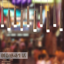北欧原木简约时尚火柴棒餐厅吊灯 创意吧台咖啡厅日式实木LED吊灯