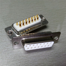 db15母头 焊线式VGA白胶壳母插头连接器 两排焊线d-sub15孔母座