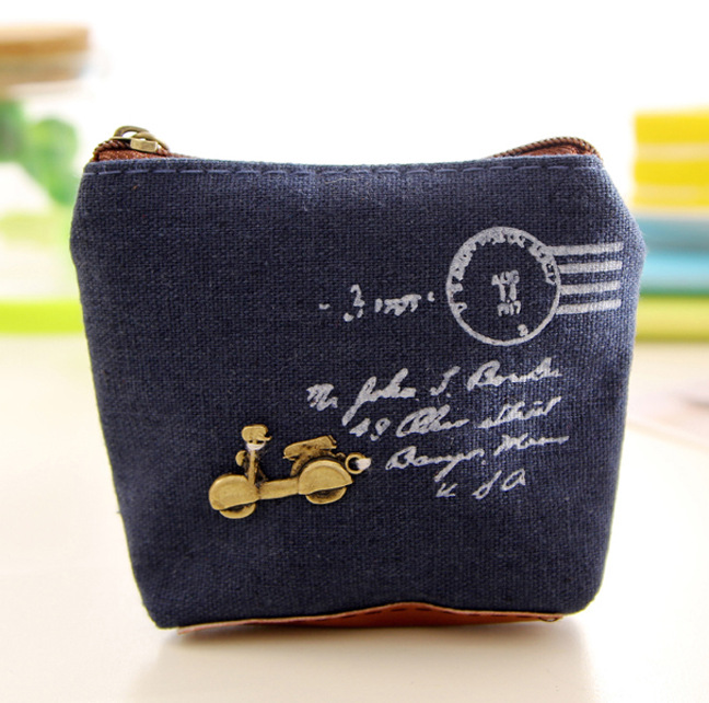 Korean Style New Women's Coin Purse Retro Style Canvas Wallet Zipper Shell Shape Small Square Bag Factory in Stock Wholesale