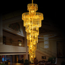 新款别墅复式楼梯灯 奢华LED水晶吊灯客厅灯 酒店大型工程水晶灯
