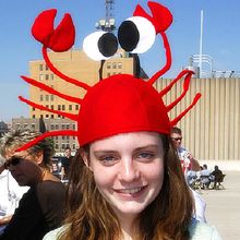 万圣节红色螃蟹帽儿童成人龙虾帽节日道具公司派对搞笑头饰圣诞帽
