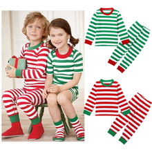 圣诞节万圣节Christmas 男女儿童家居服 条纹两件套童套装