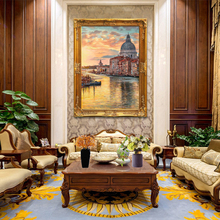 高端手绘威尼斯 欧式玄关风景油画 手绘美式客厅别墅建筑油画