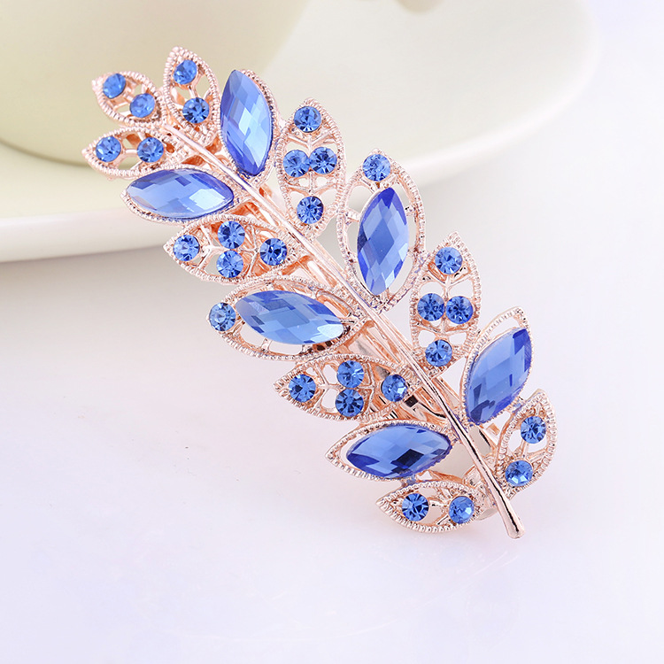 Large Korean Crystal Diamond Spring Hairpin Ponytail Rhinestone Hairpin Headdress Flowers Horizontal Clip Ornament Wholesale Simple