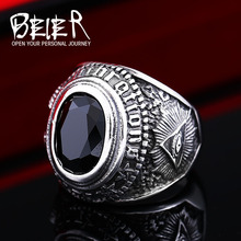 beier个性时尚不锈钢饰品 G.V原版复刻 钛钢镶锆石复古共济会戒指
