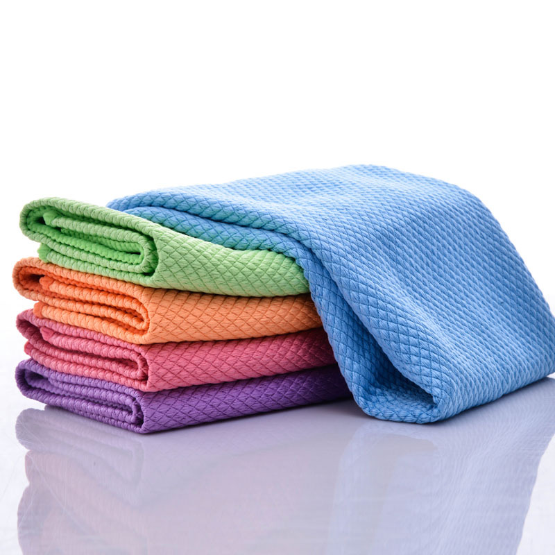 Factory Direct Sales Rag Microfiber Absorbent Scale Rag Glass Lattice Car Cleaning Rag Dishwashing Towel