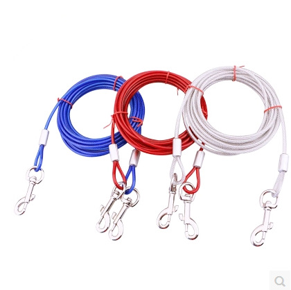 Amazon Double-Headed One-to-Two Wire Rope Dog Pile Dog Leash Dog Leash Iron Chain Fixed Rope Pet Hand Holding Rope Dog Rope