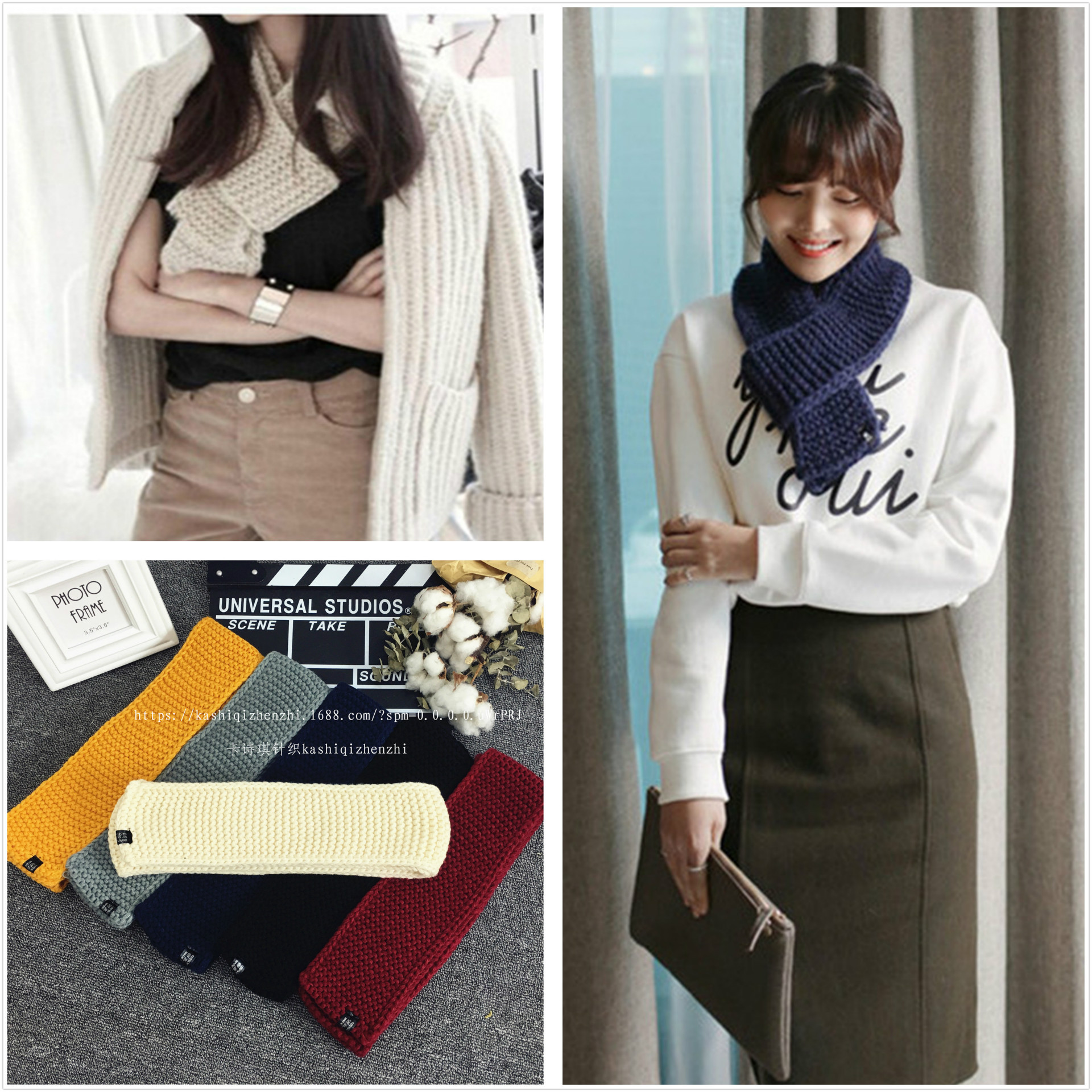 秋冬季新款韩国粗毛线软妹小围巾加厚保暖男女针织围脖批发-阿里巴巴