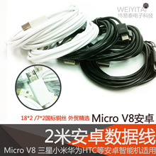 1/2/3米安卓线Micro v8 USB 加粗铜丝小米三星华为htc接口适用