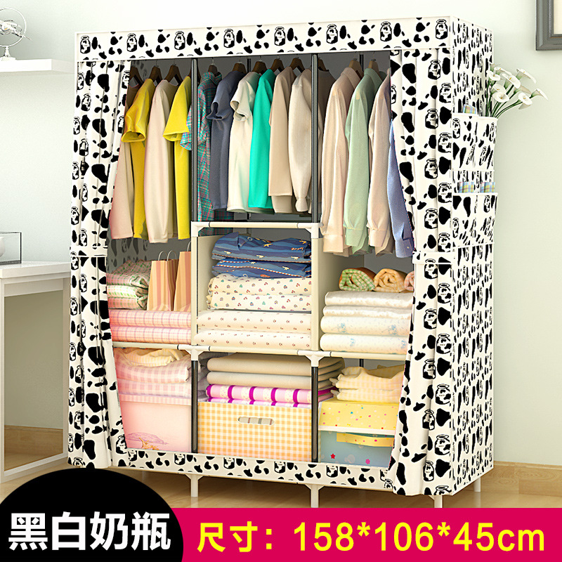 Lehuoshiguang Simple Wardrobe Fabric Special Offer Cloth Wardrobe Assembled Steel Pipe Reinforced Steel Frame Simple Modern Storage Cabinet