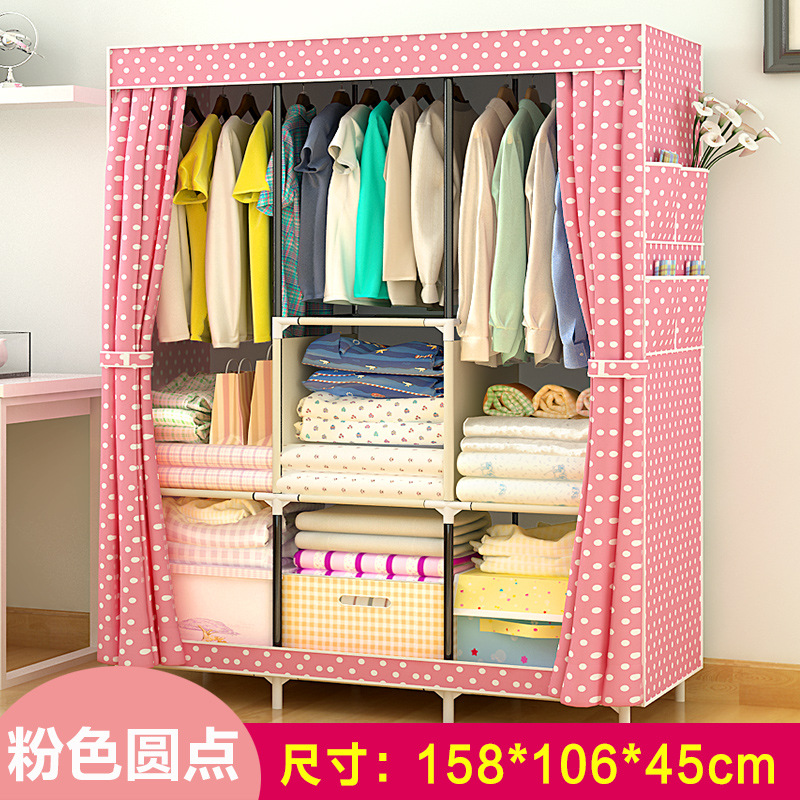 Lehuoshiguang Simple Wardrobe Fabric Special Offer Cloth Wardrobe Assembled Steel Pipe Reinforced Steel Frame Simple Modern Storage Cabinet