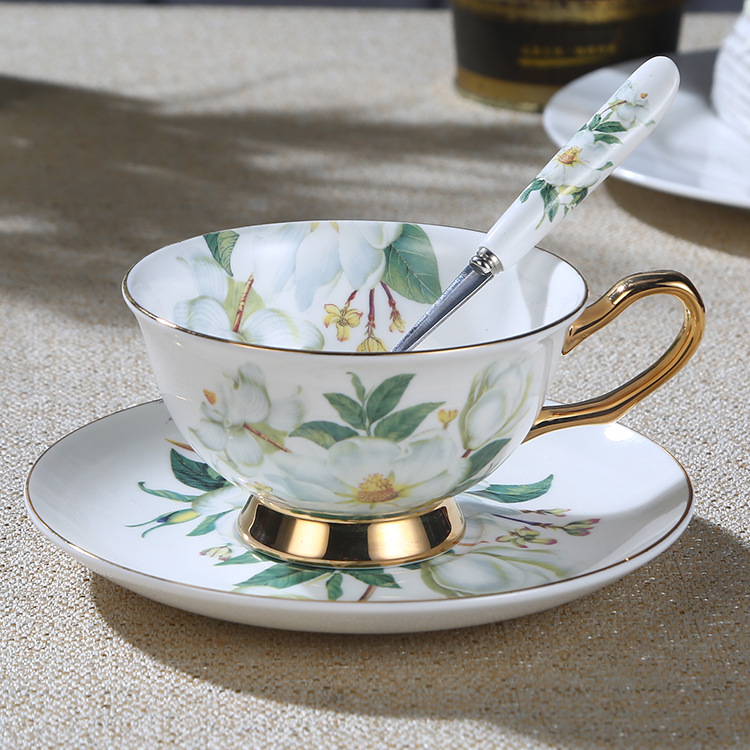 欧式骨瓷描金咖啡杯碟陶瓷轻奢创意休闲家用下午茶批发