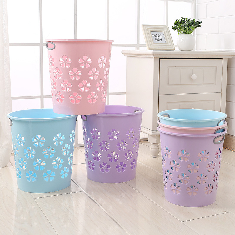 8820 large flower portable trash can four-leaf clover pattern wastebasket