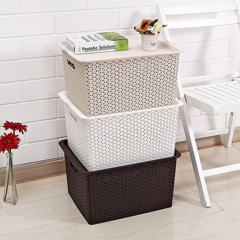 rectangular storage box toy storage basket rattan storage basket large size with lid organizing storage box 9009