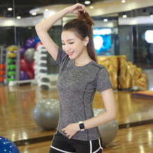 2022四针六线瑜伽服夏季修身韩版休闲跑步健身短袖速干运动T恤女