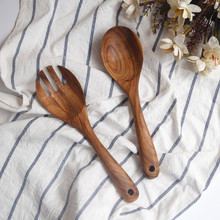 批发相思木料理套装木勺木叉 创意简约沙拉勺叉时尚美观餐具木勺