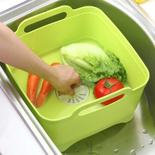 厂家批发万昌塑料洗菜厨房水果洗菜篮家用洗水果盆沥水篮移动水槽