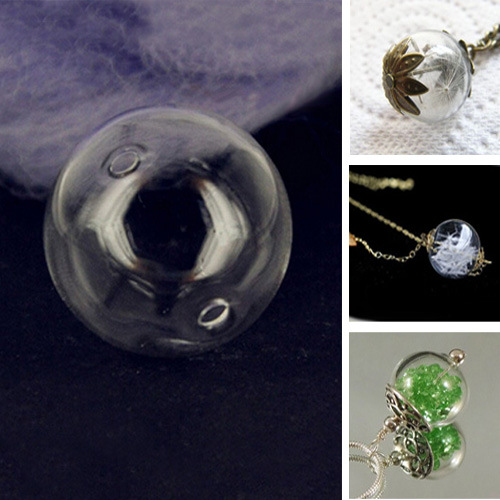 玻璃罩diy饰品配件双孔球款自由搭配玻璃球玻璃罩水晶球两端带孔