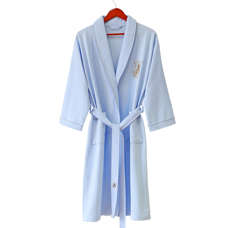 Factory Direct Supply Cotton Waffle Bathrobe Thin Cotton Bathrobe Men and Women Adult Bathrobe Autumn Couple Nightgown Wholesale