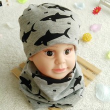 跨境婴儿围巾帽子两件套装儿童套头帽围脖卡通宝宝帽子外销