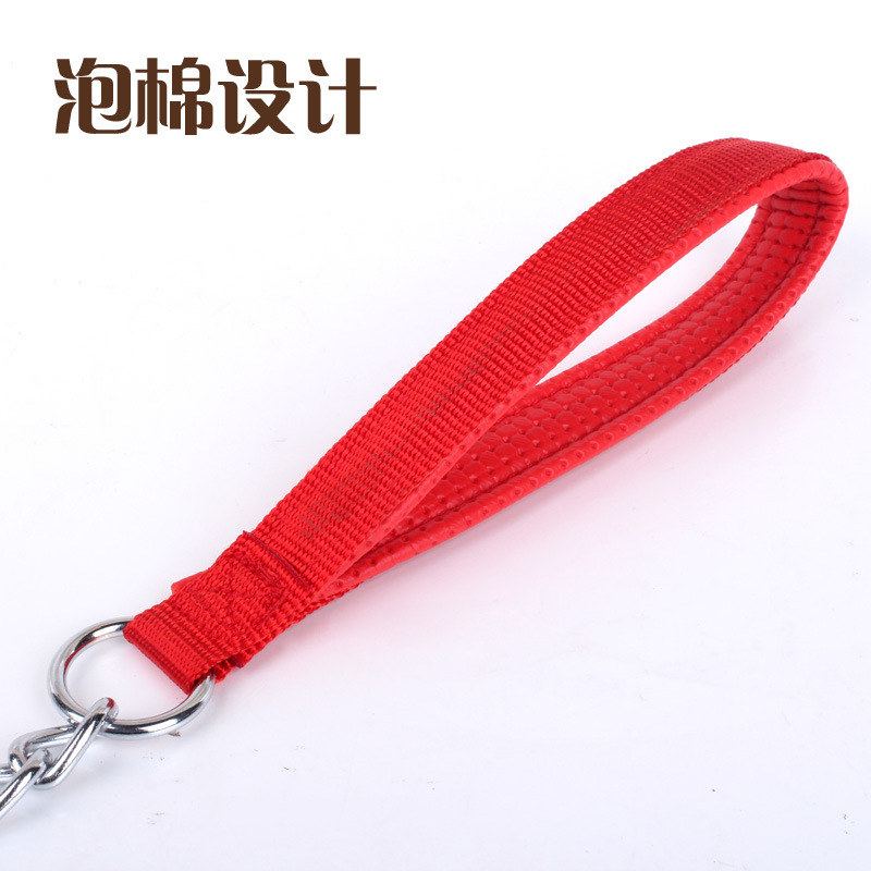 Dog Traction Wholesale Pet Hand Holding Rope Foam Handle Metal Block Dog Leash Twist Chain Pet Drag Chain