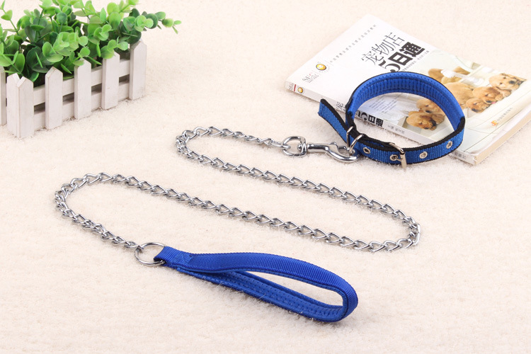 Dog Traction Wholesale Pet Hand Holding Rope Foam Handle Metal Block Dog Leash Twist Chain Pet Drag Chain