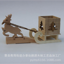 厂家供应木制笔筒  创意圣诞笔筒   木制工艺品  小马雕刻笔筒