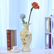 欧式陶瓷捏花描金花瓶工艺品时尚家居客厅书房插花摆设装饰品批发