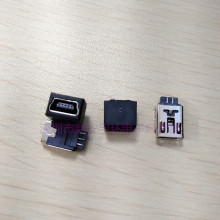 MININUSB5P母座焊线式带护套 USB5P母头 迷你5P母