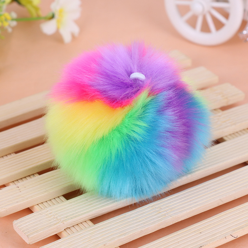 new clothing accessories hairy ball 7cm artificial wool accessories rainbow fur ball pendant pompons in stock wholesale