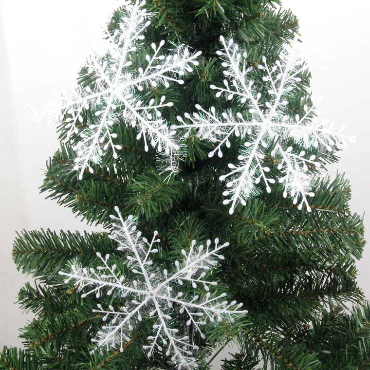 Plastic Brushed Snowflake Christmas Tree Decoration Holiday Accessories Christmas Decoration Snowflake 3 Pieces Wholesale