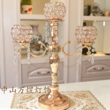 欧式水晶烛台创意蜡烛架金属婚庆道具镂空婚礼路引铁艺摆件新款