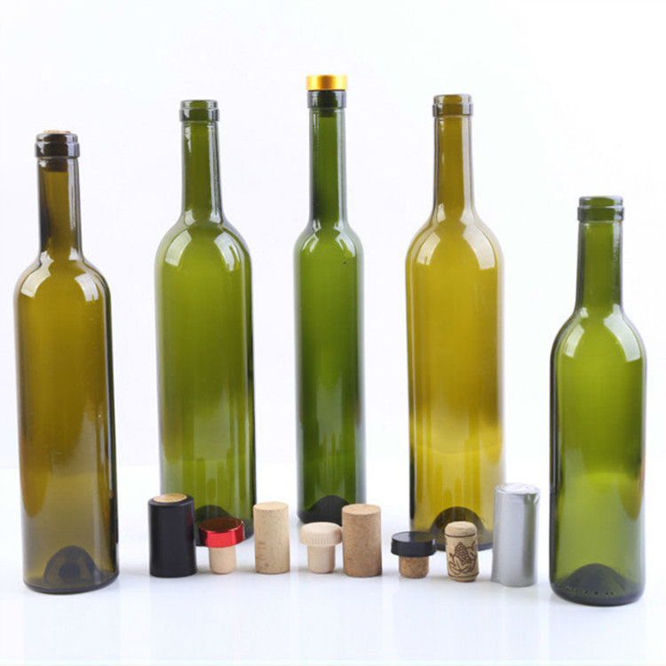批发500ml红酒瓶透明玻璃瓶葡萄酒瓶750ml墨绿色避光磨砂洋酒空瓶