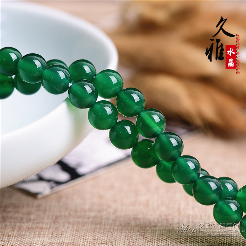 Jiuya Crystal 7a Grade Natural Green Agate Semi-Finished Loose Beads Diy Ornament String Beads Materials Wholesale