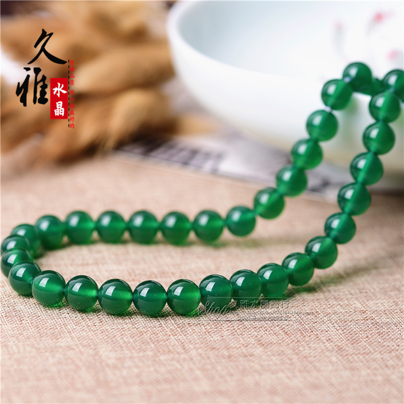 Jiuya Crystal 7a Grade Natural Green Agate Semi-Finished Loose Beads Diy Ornament String Beads Materials Wholesale