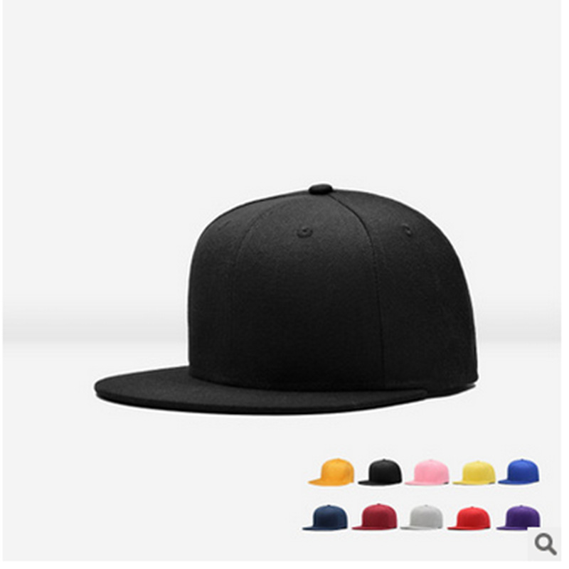 帽子批发 男士韩版纯色平沿帽棒球帽街舞帽子嘻哈帽可调节