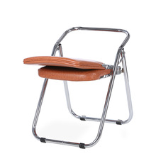 家用大靠背折叠椅简约休闲办公椅加厚加粗钢管电镀椅子会议培训椅