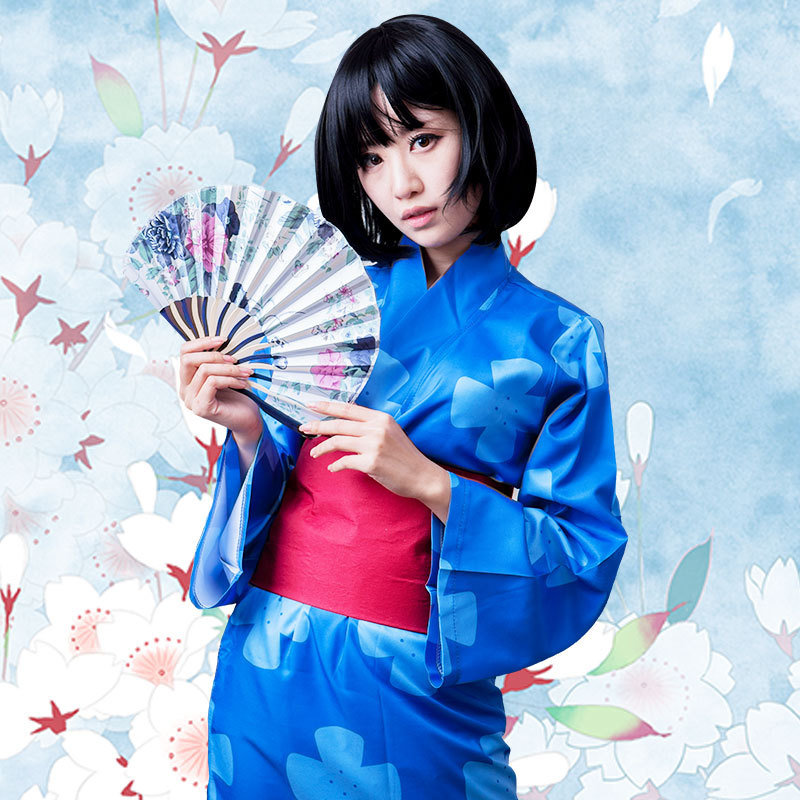 新海诚 你的名字宫水三叶cos服 三叶cosplay和服印花 浴衣现货