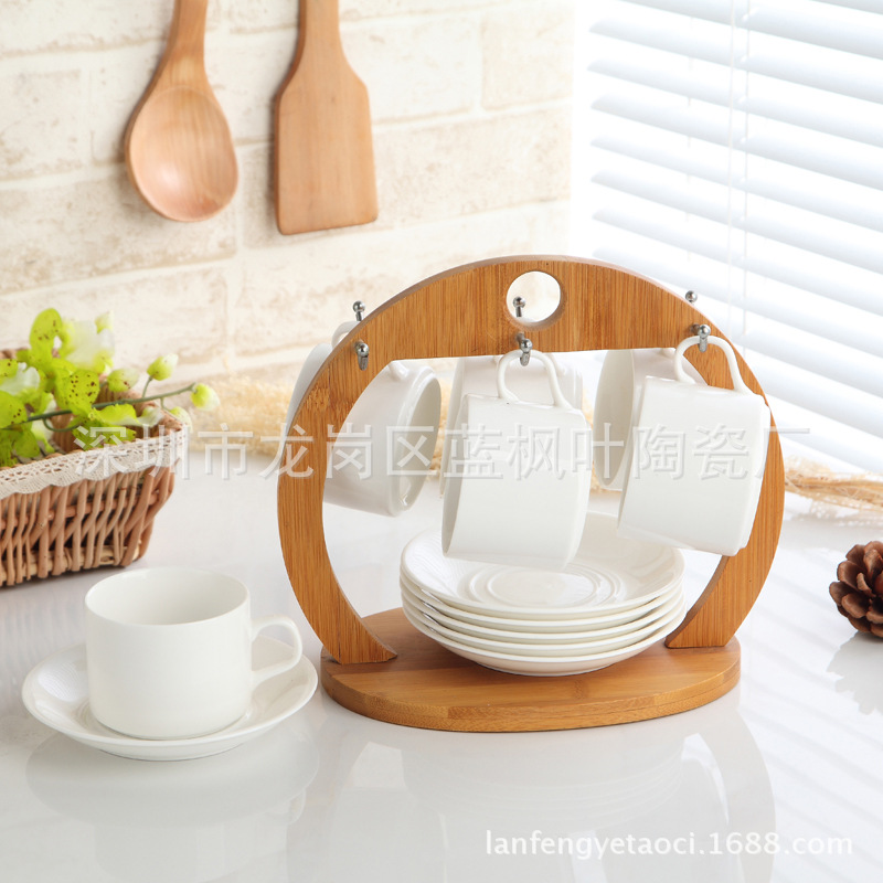 跨境供应欧式 陶瓷杯套装创意 6件套骨瓷咖啡杯碟勺休闲花茶杯