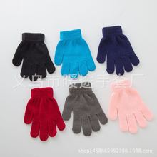 创意单色纯色晴纶针织保暖服饰手套儿童学生手套户外活动防寒手套
