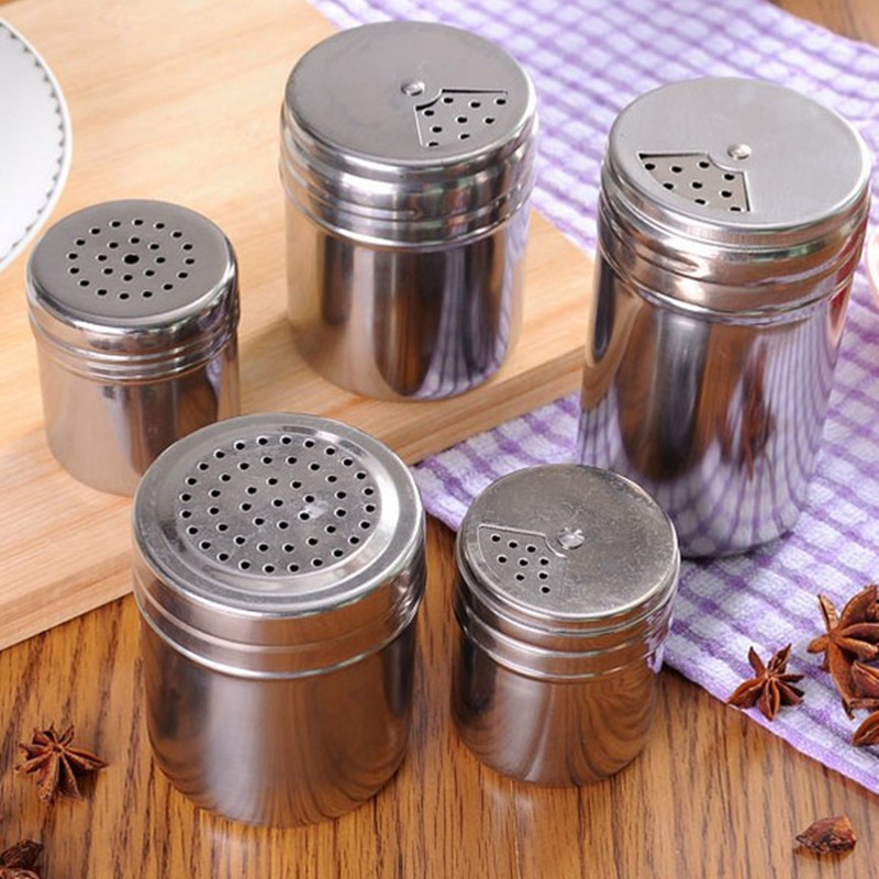 410/304 Stainless Steel Seasoning Box Seasoning Containers Toothpick Holder Powder Barrel Pepper Shaker Shaker Outdoor Barbecue Supplies